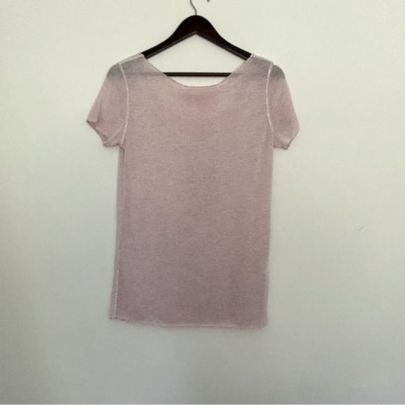 SCANDAL ITALY Semi Sheer Oversized Metallic Trim Knit Top Soft Pink Size S NWT - Picture 10 of 12